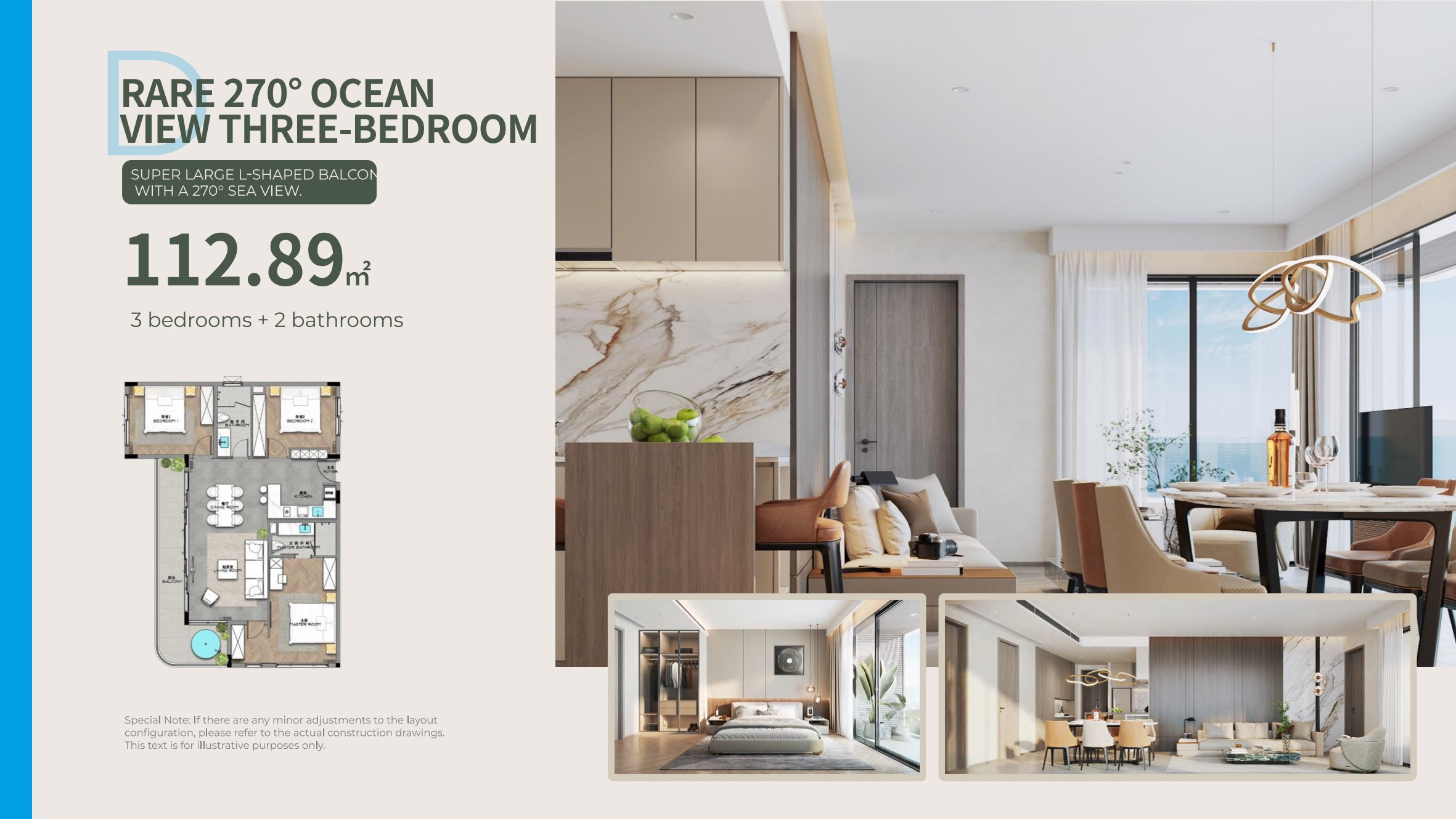 270° Three-Bedroom floor plan