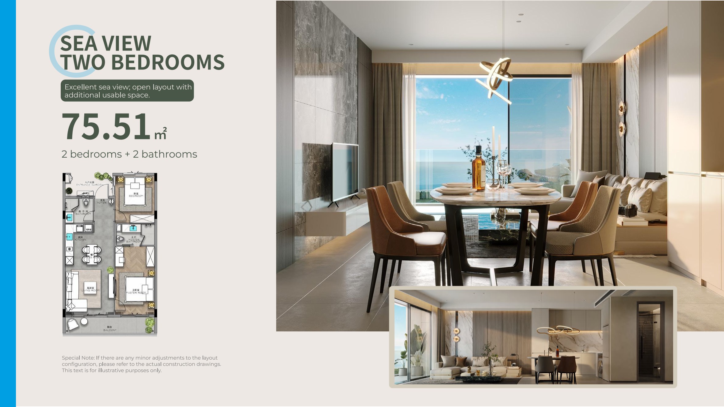 Sea-View Two-Bedroom floor plan